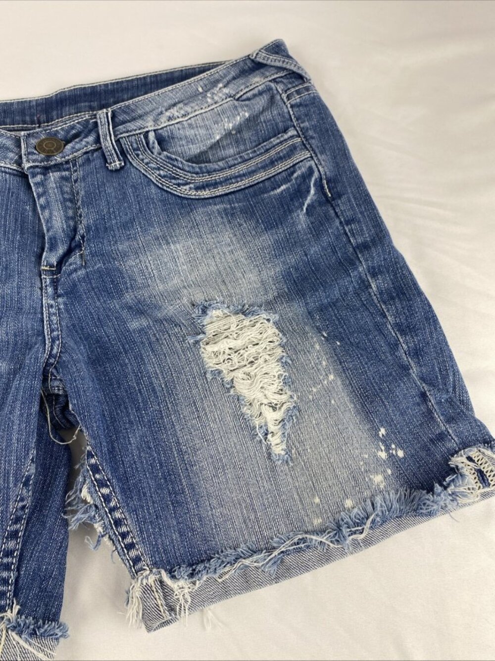 Vigoss Bermuda 5 Pocket Stretch Denim Cuffed Shorts Lowrise Womens / Jrs Size 7 - Picture 4 of 11